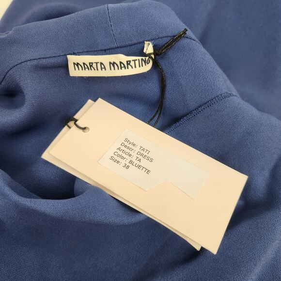 Marta Martino Tati Dress in Blue Size 38 Italian US Small Cowl Neck Sleeveless - Picture 7 of 9